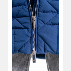 GRANATOWA kurtka DAMSKA pikowana,mankiety z polaru kaptur dłuższa MORAJ